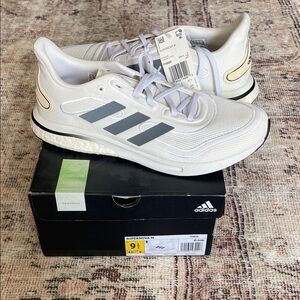 Adidas White and Gray Supernova Running Shoes